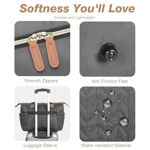 Tonyeee Diaper Bag Tote, Large Baby Diaper Bags Waterproof, Hospital Bag for Labor Delivery with Pacifier Case, Changing Pad, Shoulder Strap, Dark Gray - 6