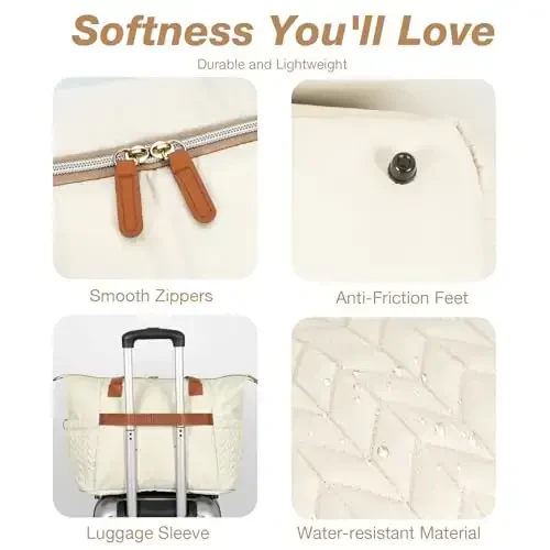 Tonyeee Diaper Bag Tote, Katta Bolalar Pampers Sumkalari Suvga chidamli, Emzik G'ilofi bilan Tug'ish uchun Kasalxona Sumkasi, O'zgartirish Matosi, Yelkali Tasma, Bej - 6