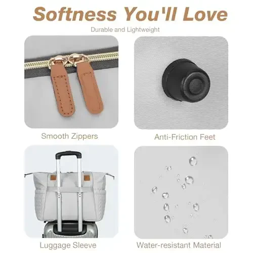 Tonyeee Diaper Bag Tote, Katta taglik sumkalari suv o'tkazmaydigan, tug'ruq uchun shifoxona sumkasi, emzik qutisi bilan chaqaloq sumkasi, almashtirish uchun joyli sayohat taglik sumkasi, kulrang - 5