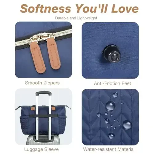 Tonyeee Diaper Bag Tote, Large Baby Diaper Bags Waterproof, Hospital Bag for Labor Delivery with Pacifier Case, Changing Pad, Shoulder Strap, Dark Blue - 6