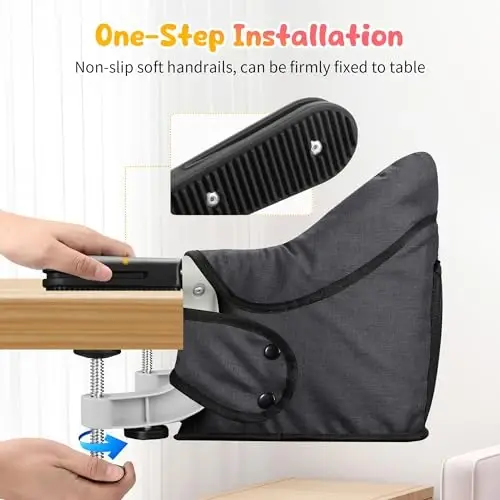 Toogel Hook on High Chair: Portable & Foldable High Chair for Babies & Toddlers 6-36 Months, 37 lbs, Black - 3