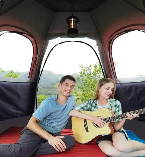 Toogh 2/3 Person Hexagon Instant Pop Up Tent for Camping, Waterproof with Rainfly, Double Layer & Fully Openable Windows for Max Ventilation, Dual Doors & Vestibule, Carry Bag with High Density Oxford - 2