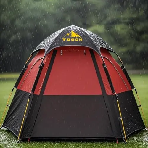 Toogh 2/3 Person Hexagon Instant Pop Up Tent for Camping, Waterproof with Rainfly, Double Layer & Fully Openable Windows for Max Ventilation, Dual Doors & Vestibule, Carry Bag with High Density Oxford - 3