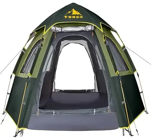 Toogh Camping Tent bilan bir zumda o'rnatish, 2/3 kishilik ob-havoga chidamli chodir, 60 soniyada oson tez o'rnatish, oilaviy lager va sayohat uchun Rainfly ryukzakli chodir, yaxshilangan shamollatish, markaz balandligi 66 dyuym - Modazone
