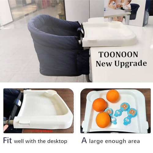 TOONOON Fast Dining Tray, Indispensable Accessory for Hook on High Chair- Make Meal Easy for Child, Removable Dining Tray - Easy to Carry and Install, Non Slip/Space Saver/Reusable, White - 4