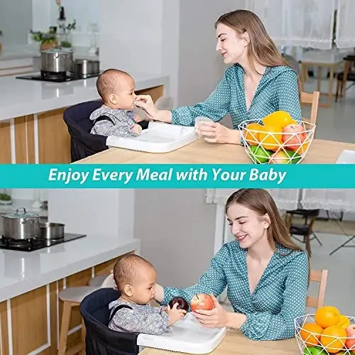 TOONOON Hook On High Chair with Tray, Fast TableChair Clip on TableHigh Chair, HighChair That Attaches to Table Portable Baby Feeding Seat for Baby Toddler Washable for Travel Outside - 2