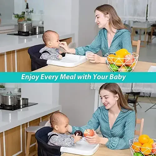 TOONOON Hook On High Chair with Tray, Fast TableChair Clip on TableHigh Chair, HighChair That Attaches to Table Portable Baby Feeding Seat for Baby Toddler Washable for Travel Outside - 2