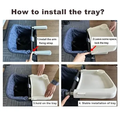 TOONOON Hook On High Chair with Tray, Fast TableChair Clip on TableHigh Chair, HighChair That Attaches to Table Portable Baby Feeding Seat for Baby Toddler Washable for Travel Outside - 4
