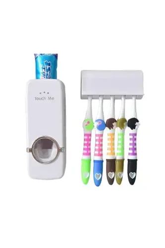 Toothpaste Squeezer & 5 Brush Holder - 1