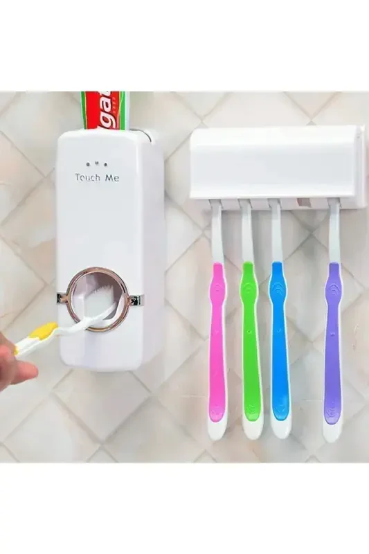 Toothpaste Squeezer and 5-Piece Toothbrush Holder with Paste Squeezer - 6