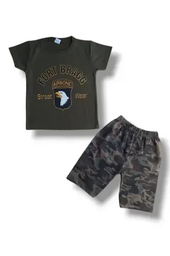 Top and Bottom Set Fort Bragg Printed Khaki-Khaki - 1