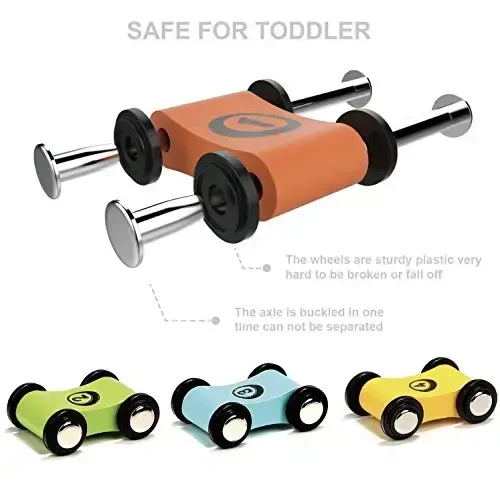 TOP BRIGHT Car Ramp Toy for 2 3 Year Old Boy Gifts, Toddler Race Track Toy for 18 Month Old with 4 Wooden Cars and 3 Car Garage - 5