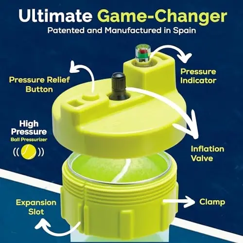 BALL RESCUER: Tennis Ball Pressurizer – Converts Compatible Tennis Ball Container into a 30 psi Ball Pressurizer & Extends Ball Life (Pump & Container not Included in Standard and Standard Plus) - 6