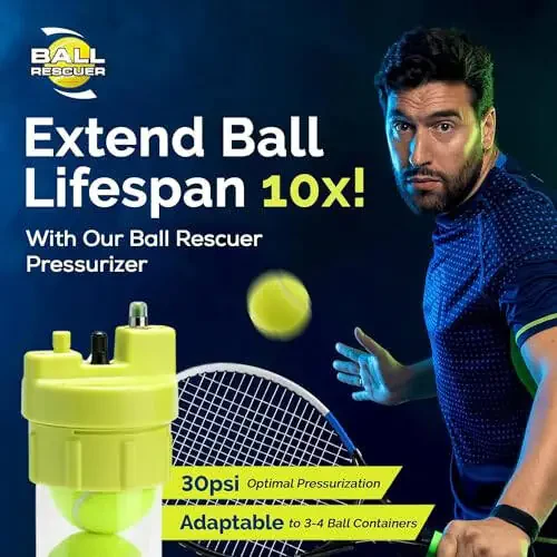 BALL RESCUER: Tennis Ball Pressurizer – Converts Compatible Tennis Ball Container into a 30 psi Ball Pressurizer & Extends Ball Life (Pump & Container not Included in Standard and Standard Plus) - 3