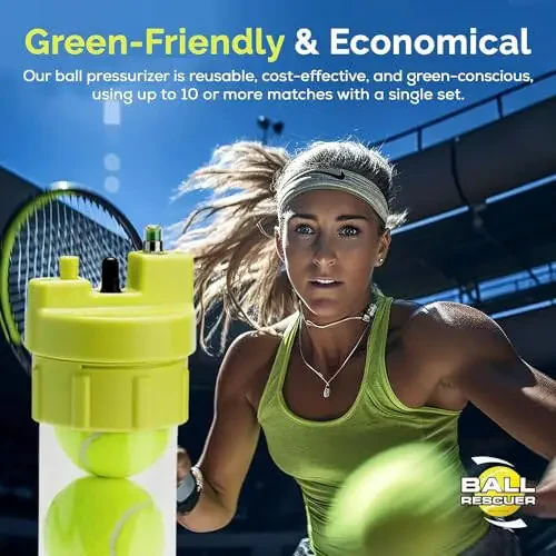 TO'P QUTQARUVCHISI: Tennis to'pi bosimi oshirgich – Mos keladigan tennis to'pi konteynerini 30 psi bosimli to'p bosimi oshirgichga aylantiradi va to'p xizmat muddatini uzaytiradi (Nasos va konteyner Standart va Standart Plusga kiritilmagan) - 5