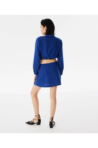 Топ с коротким рукавом в полоску - 7