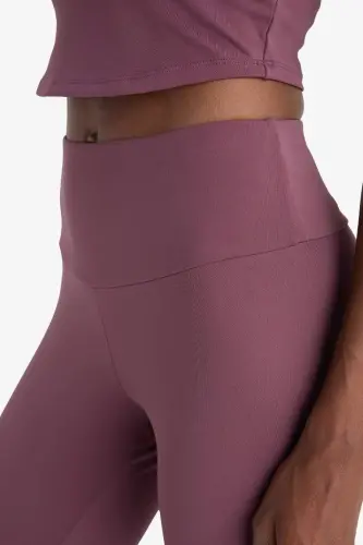 Toparlayıcı Yüksek Bel Esnek Kumaş Basic Sport Tayt-Bordo - 6