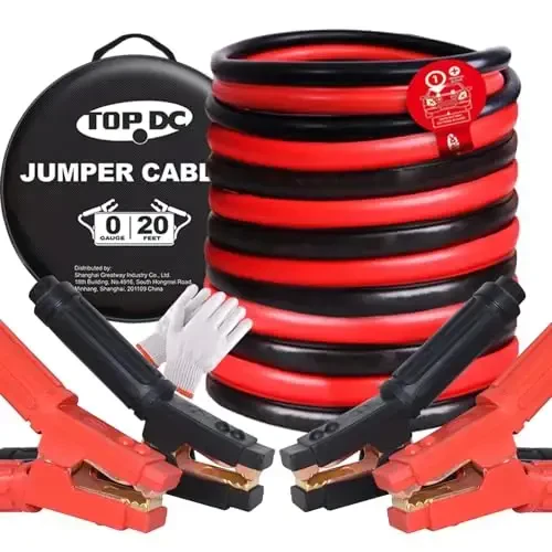 TOPDC 4 Gauge 20 Feet Jumper Cables for Car, SUV and Trucks Battery, Heavy Duty Automotive Booster Cables for Jump Starting Dead or Weak Batteries with Carry Bag(TD-P0420ULB) - 1
