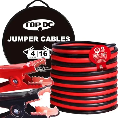 TOPDC 4 Gauge 16 Feet Jumper Cables for Car, SUV and Trucks Battery, Heavy Duty Automotive Booster Cables for Jump Starting Dead or Weak Batteries with Carry Bag, (TD-P0416) - 1