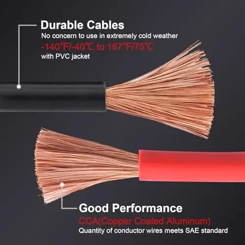 TOPDC 4 Gauge 16 Feet Jumper Cables for Car, SUV and Trucks Battery, Heavy Duty Automotive Booster Cables for Jump Starting Dead or Weak Batteries with Carry Bag, (TD-P0416) - 3