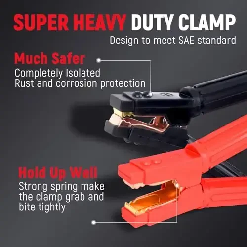 TOPDC Heavy Duty Jumper Cables 0 Gauge 20 Feet 1000Amp Booster Cables for Car Battery, 2/0 Gauge Cables for 12V & 24V Diesel Trucks,SUVs and Trucks, Protable Jumper Cables Kit with Case, Gloves - 2