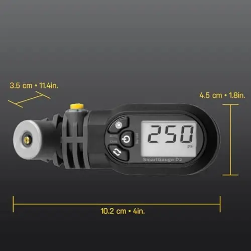 Topeak SmartGauge D2 Digital Tire Pressure Gauge – Presta/Schrader Compatible, 250 Psi/17 Bar, Precision Air Pressure Reader with LCD Display for Bikes, Motorcycles & Sports Equipment - 5