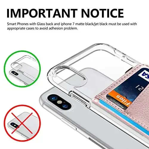 TopFunny Phone Wallet Telefon g'ilofi uchun yopishtirilgan, Telefon g'iloflari orqa tomoni uchun kredit karta ushlagichi iPhone, Samsung Galaxy Android ko'pgina smartfonlar uchun mos Flip charm hamyon qopchasi pushti oltin - 4