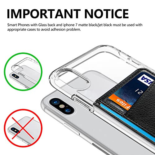 TopFunny Telefon qopqog'iga yopishtirilgan hamyon, telefon qopqog'i orqa qismiga kredit karta tutqich, telefon qopqog'i uchun qoplama cho'ntagiga burmalangan charm hamyon, iPhone, Samsung Galaxy Android ko'pchilik smartfonlar bilan mos keladi Qora - 4