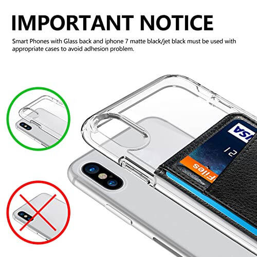 TopFunny Telefon qopqog'iga yopishtirilgan hamyon, telefon qopqog'i orqa qismiga kredit karta tutqich, telefon qopqog'i uchun qoplama cho'ntagiga burmalangan charm hamyon, iPhone, Samsung Galaxy Android ko'pchilik smartfonlar bilan mos keladi Qora - 4