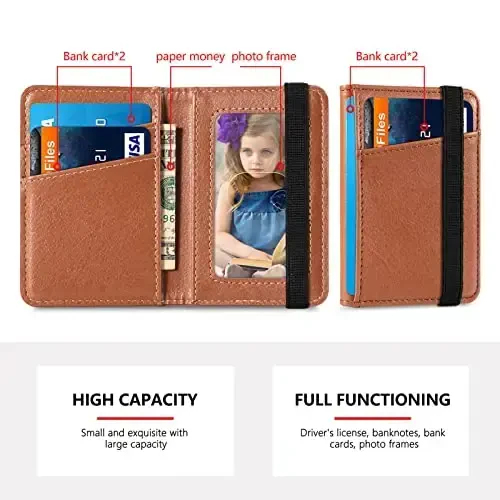 TopFunny Wallet Stick on Phone Case, Credit Card Holder for Back of Phone Cases Flip Leather Wallet Sleeve Pouch Compatible with iPhone, Samsung Galaxy Android Most Smartphones Brown - 5