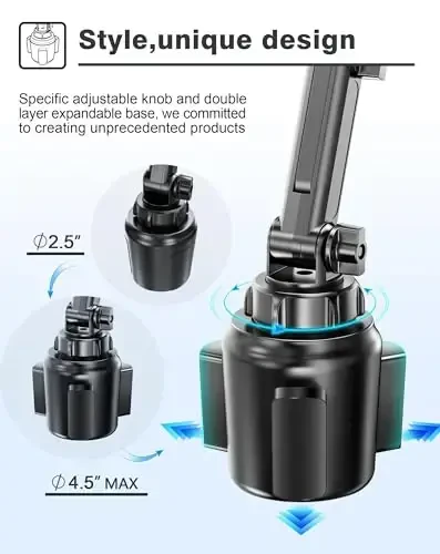 [Upgraded] TOPGO Cup Phone Mount Wireless Charger,Universal Cell Phone Holder Car Charger Wireless-Charger-Cup-Phone-Holder Fast Charging for iPhone16/16 Pro/16 Pro Max, Samsung Galaxy - Black - 6