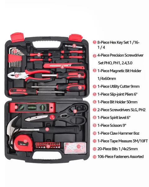TOPHDY 149 Piece Tool Set, Household Tool Kit with Tool Box Storage Case, DIY Home Repair, Mechanical Repair - 7