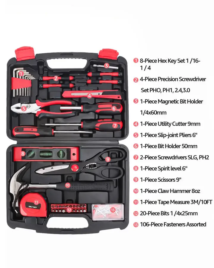 TOPHDY 149 Piece Tool Set, Household Tool Kit with Tool Box Storage Case, DIY Home Repair, Mechanical Repair - 7
