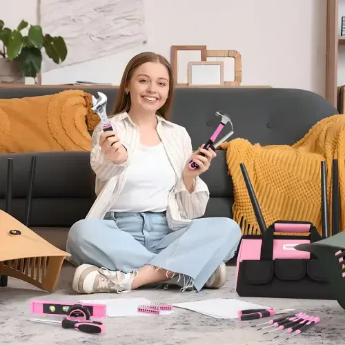 TOPHDY 275-Piece Pink Tool Set - Tool Kit for Women with Pink Tool Storage Bag, Lady's Tool Set for House, Perfect for Home DIY Projects- - 2