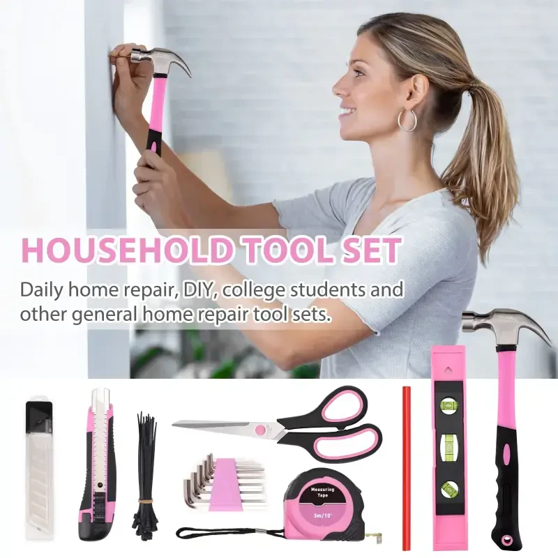 TOPHDY 275-Piece Pink Tool Set - Tool Kit for Women with Pink Tool Storage Bag, Lady's Tool Set for House, Perfect for Home DIY Projects- - 6