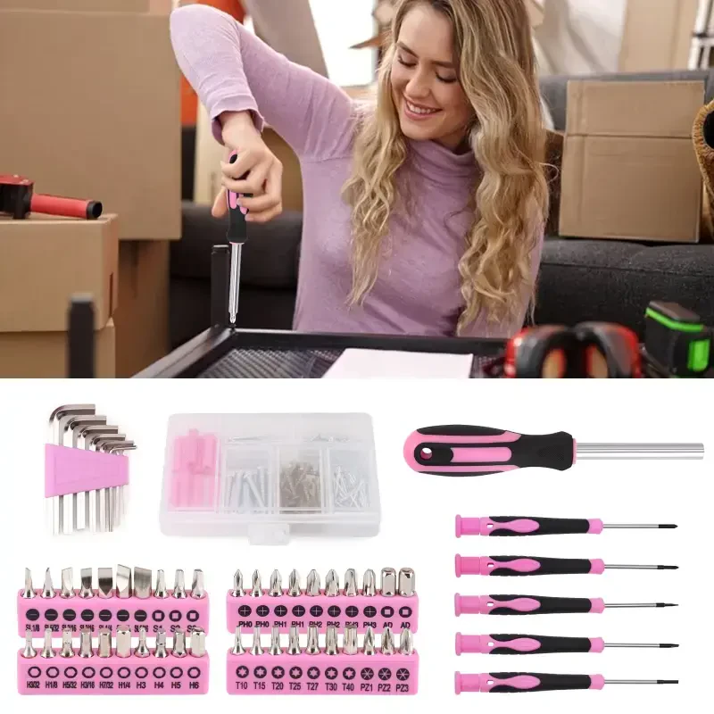 TOPHDY 275-Piece Pink Tool Set - Tool Kit for Women with Pink Tool Storage Bag, Lady's Tool Set for House, Perfect for Home DIY Projects- - 5