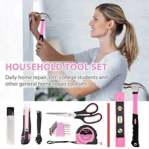 TOPHDY 275-Piece Pink Tool Set - Tool Kit for Women with Pink Tool Storage Bag, Lady's Tool Set for House, Perfect for Home DIY Projects- - 6