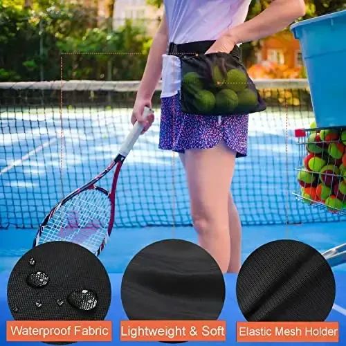 TOPJUM Tennis Ball Holder, Pickleball Holder Bag for Women, Men & Teens, Ball Pouch, Mesh Waist Hip Bag Carrier, Easy Holding 6-8 Pickle Balls or Tennis, Versatile Accessories & Gifts - TOPJUM (1)