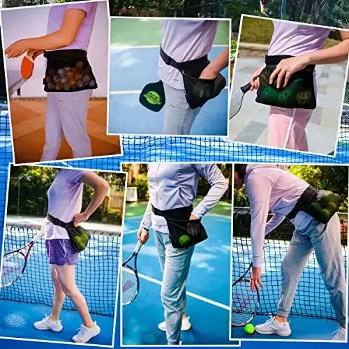 TOPJUM Tennis Ball Holder, Pickleball Holder Bag for Women, Men & Teens, Ball Pouch, Mesh Waist Hip Bag Carrier, Easy Holding 6-8 Pickle Balls or Tennis, Versatile Accessories & Gifts - 4