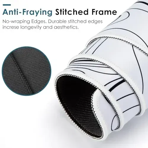 Topografiya xaritasi Katta o'yin sichqonchasi paneli Ofis dekoratsiyalari uchun stol aksessuarlari, uzun noutbuk klaviatura sichqonchasi, Abstrak oq chiziqli qush naqsh (31,50 