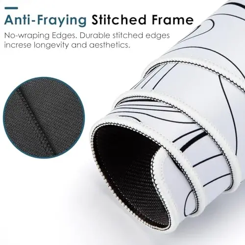 Topografiya xaritasi Katta o'yin sichqonchasi paneli Ofis dekoratsiyalari uchun stol aksessuarlari, uzun noutbuk klaviatura sichqonchasi, Abstrak oq chiziqli qush naqsh (31,50 