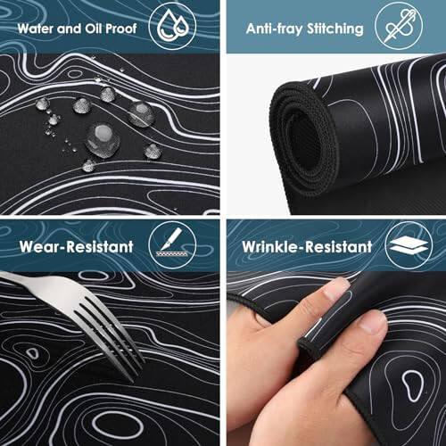 Topographic Map Waterproof Mouse Pad - Extended Contour Mouse Mat for Home and Office, Large Gaming Mousepad Laptop Keyboard Mat with Non-Slip Rubber Base, Stitched Edges (31.50