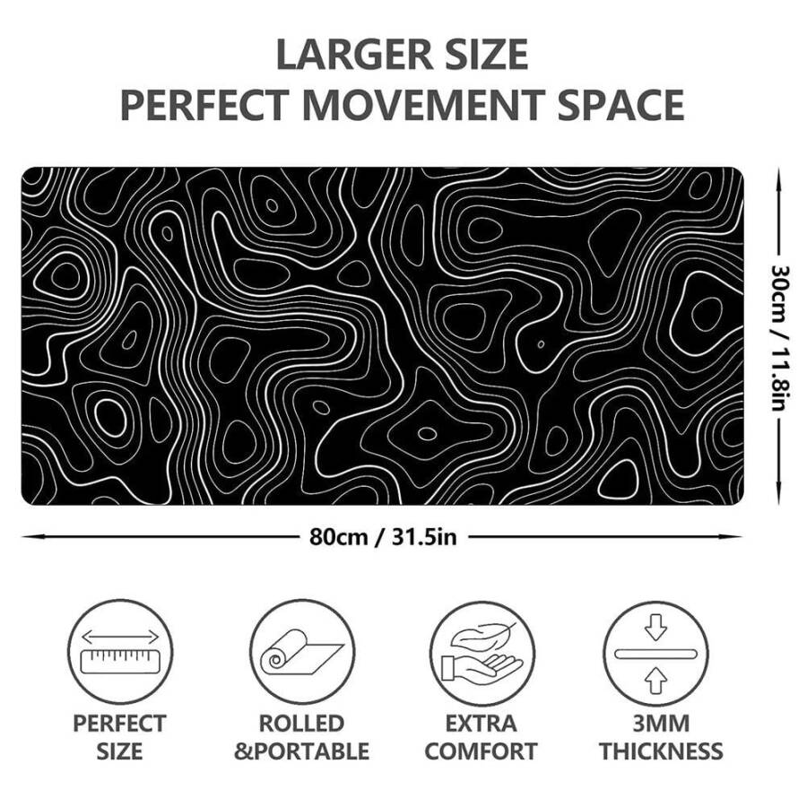 Topographic White Gaming Mouse Pad With Perfect Glide - 26