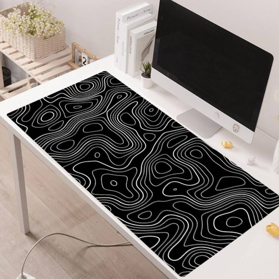 Topographic White Gaming Mouse Pad With Perfect Glide - 28