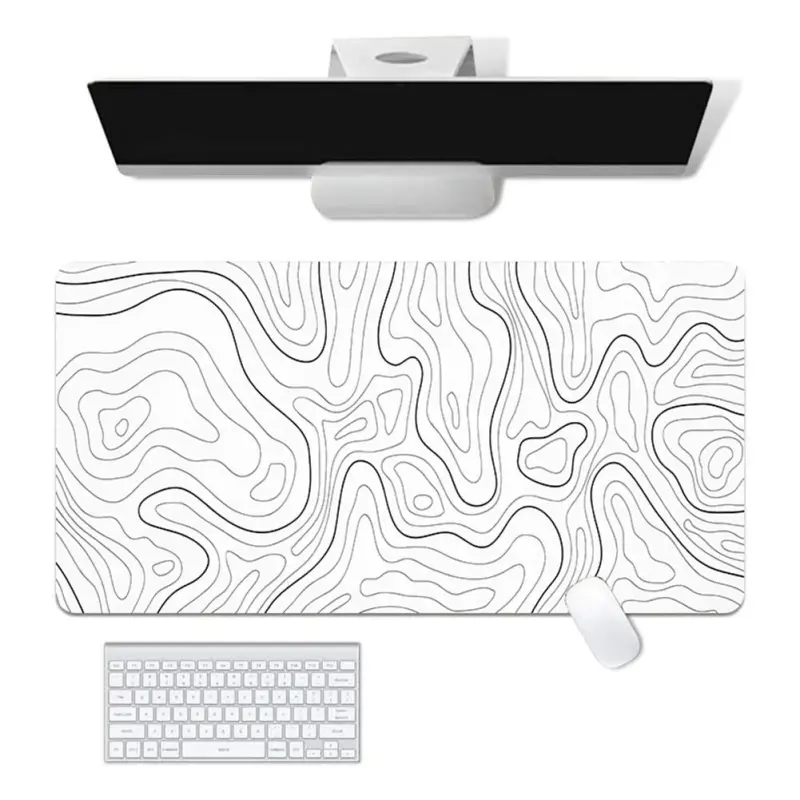 Topographic White Gaming Mouse Pad With Perfect Glide - 3
