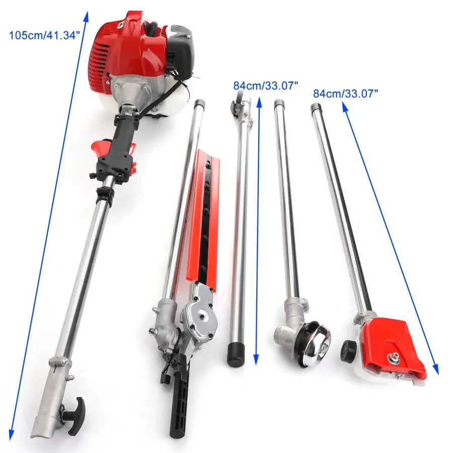 TOPTENG 52cc 2 Stroke 5 in 1 Gaz Dvigatelli Ko'p Bog'dorchilik Asbobi, To'siq va Arqon Kesgich, Cho'tka Kesgich, Qirrali, Ustun Arra Zanjirli Arra Budama Uzaytma Ustuni bilan, Hovilidagi Maysazorni Parvarishlash uchun Kesish Kombinatsiyasi Cho'tka Kesgich To'plami - 1