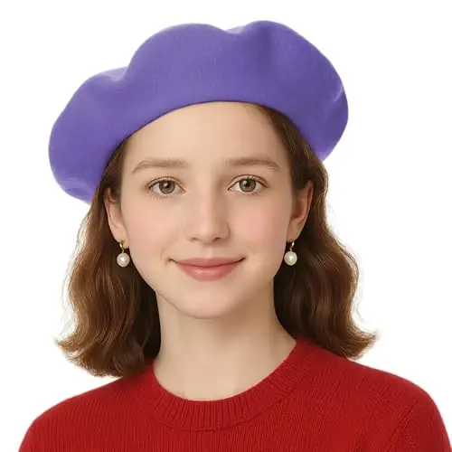 TopTie Wool Beret for Women 60% Wool French Style Artist Hat Solid Color Basque Beanie Cap - 7