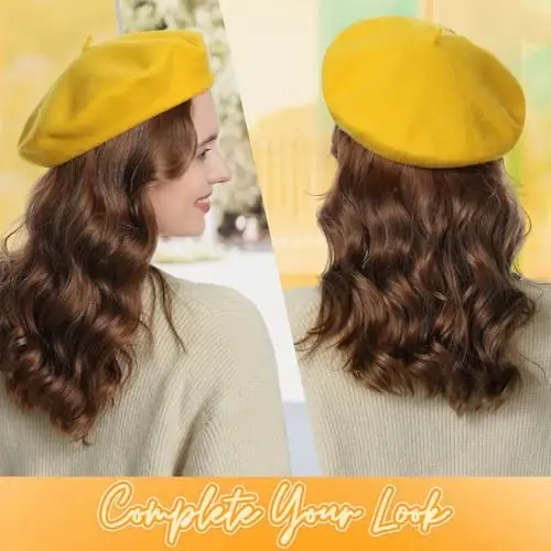 TopTie Wool Beret for Women 60% Wool French Style Artist Hat Solid Color Basque Beanie Cap - 4