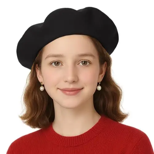 TopTie Wool Beret for Women 60% Wool French Style Artist Hat Solid Color Basque Beanie Cap - 7