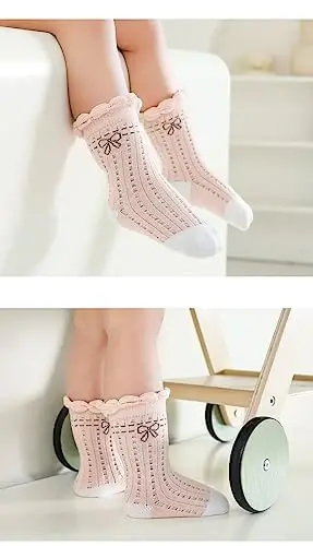 Toptim Newborn Baby-girls Socks and Bow Infant Toddler Ankle Socks - 2